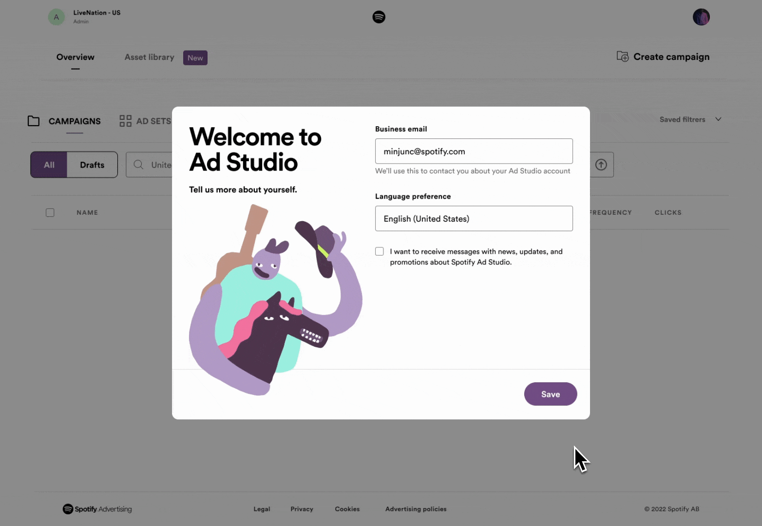 Final Spotify Ad Studio onboarding experience